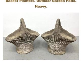 Lot 2150 Pr Aggregate Concrete Stone Basket Planters. Outdoor Garden Patio. Heavy. 