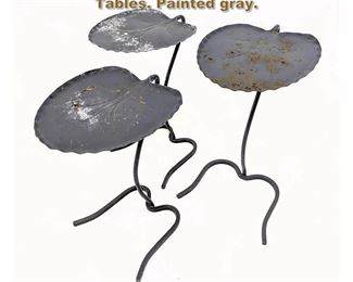 Lot 2162 3pc Nesting SALTERINI Lily Pad Tables. Painted gray.