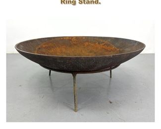 Lot 2163 Modernist Iron Metal Fire Pit on Ring Stand. 