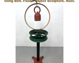 Lot 2166 Chris Hiltey Outdoor Painted Iron Gong Bell. Found Object Sculpture. Rust. 