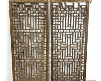 Lot 2168 Pair of antique wooden Chinese screens. Lattice Design. XIX century