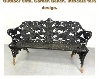 Lot 2174 Antique Cast Iron Fern Pattern Outdoor Sofa. Garden Bench. Intricate fern design. 