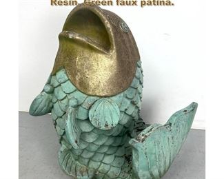Lot 2176 Figural Fish fountain Sculpture Resin. Green faux patina.