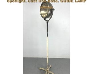 Lot 2181 Large Floor Model Industrial Spotlight. Cast Iron Base. GUIDE LAMP stamp. 