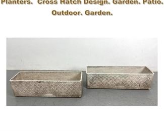 Lot 2188 2 Pc Willy Guhl Rectangular Planters. Cross Hatch Design. Garden. Patio. Outdoor. Garden. 