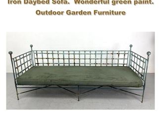 Lot 2194 Mario Papperzini for SALTERINI Iron Daybed Sofa. Wonderful green paint. Outdoor Garden Furniture