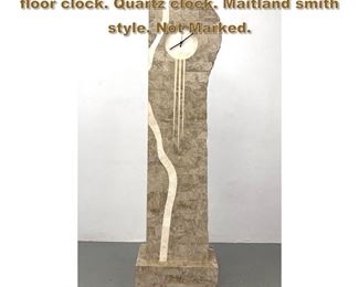 Lot 2198 Tessellated marble tile standing floor clock. Quartz clock. Maitland smith style. Not Marked.