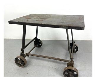 Lot 2214 Heavy Steel Rolling industrial table