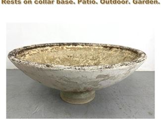 Lot 2215 Large Willy Guhl Round planter. Rests on collar base. Patio. Outdoor. Garden. 