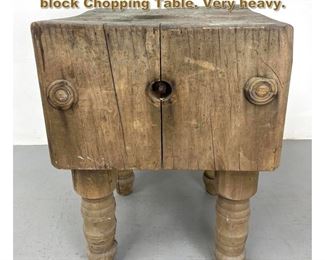 Lot 2216 Rustic Weathered Solid butcher block Chopping Table. Very heavy. 