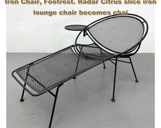Lot 2217 2pc TEMPESTINI for SALTERINI Iron Chair, Footrest. Radar Citrus slice iron lounge chair becomes chai