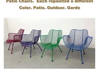Lot 2221 Set of 4 Russell Woodard Mesh Patio Chairs. Each repainted a different Color. Patio. Outdoor. Garde