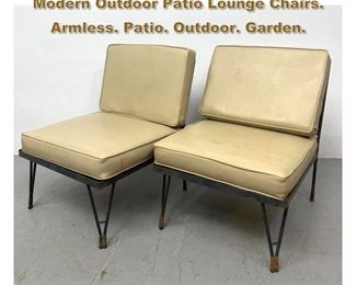 Lot 2224 Pair Wrought Iron Mid Century Modern Outdoor Patio Lounge Chairs. Armless. Patio. Outdoor. Garden. 
