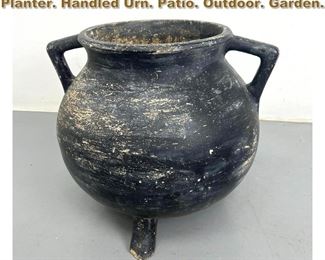 Lot 2227 WILLY GUHL black Marmite Planter. Handled Urn. Patio. Outdoor. Garden. 