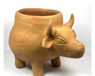 Lot 2235 Terracotta Bull Clay Planter. 