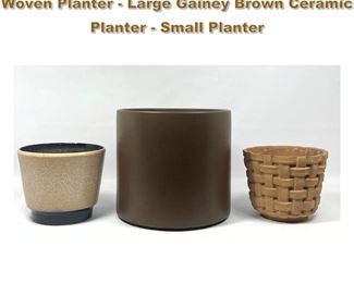 Lot 2244 3pcs lot Planters. Italy Ceramic Woven Planter Large Gainey Brown Ceramic Planter  Small Planter