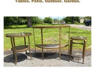 Lot 2265 3Pc outdoor tables. Patio Furniture Tables. Patio. Outdoor. Garden. 