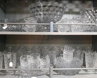 Fostoria glassware and punch bowl set.