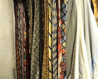 Many silk designer ties.