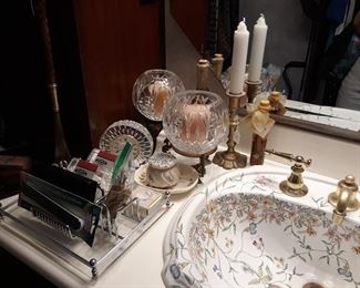 Crystal candle holders and more.