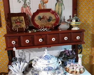 Italian porcelain pieces and a couple of MacKenzie Childs items.