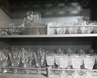 Signed Fostoria crystal stemware and other Fostoria glassware.