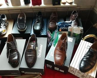 Silk pocket squares and dress shoes.