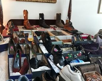 Many ladies designer shoes and boots.