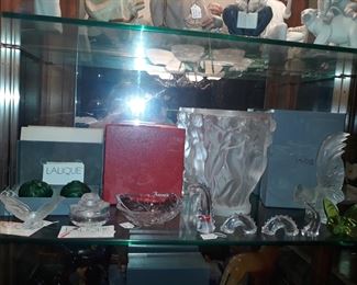 Lalique and Baccarat crystal and many pieces have original boxes.