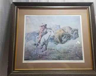 Gregory Perillo Buffalo Hunt Framed Art