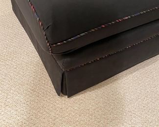 Long Upholstered Ottoman Matches Sectional Pillows