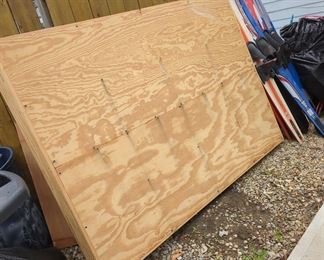 Large wood item could have various uses. It was a bed support.