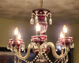 Egermann Bohemian Crystal Red Burgundy chandelier FOR SALE owner paid upwards of 8k, we will have it for a steal! 