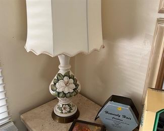 Magnolia lamp, vintage wooden box, vintage Heavenly Hair box