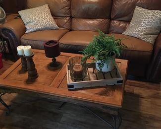 Sofa, coffee table, candles