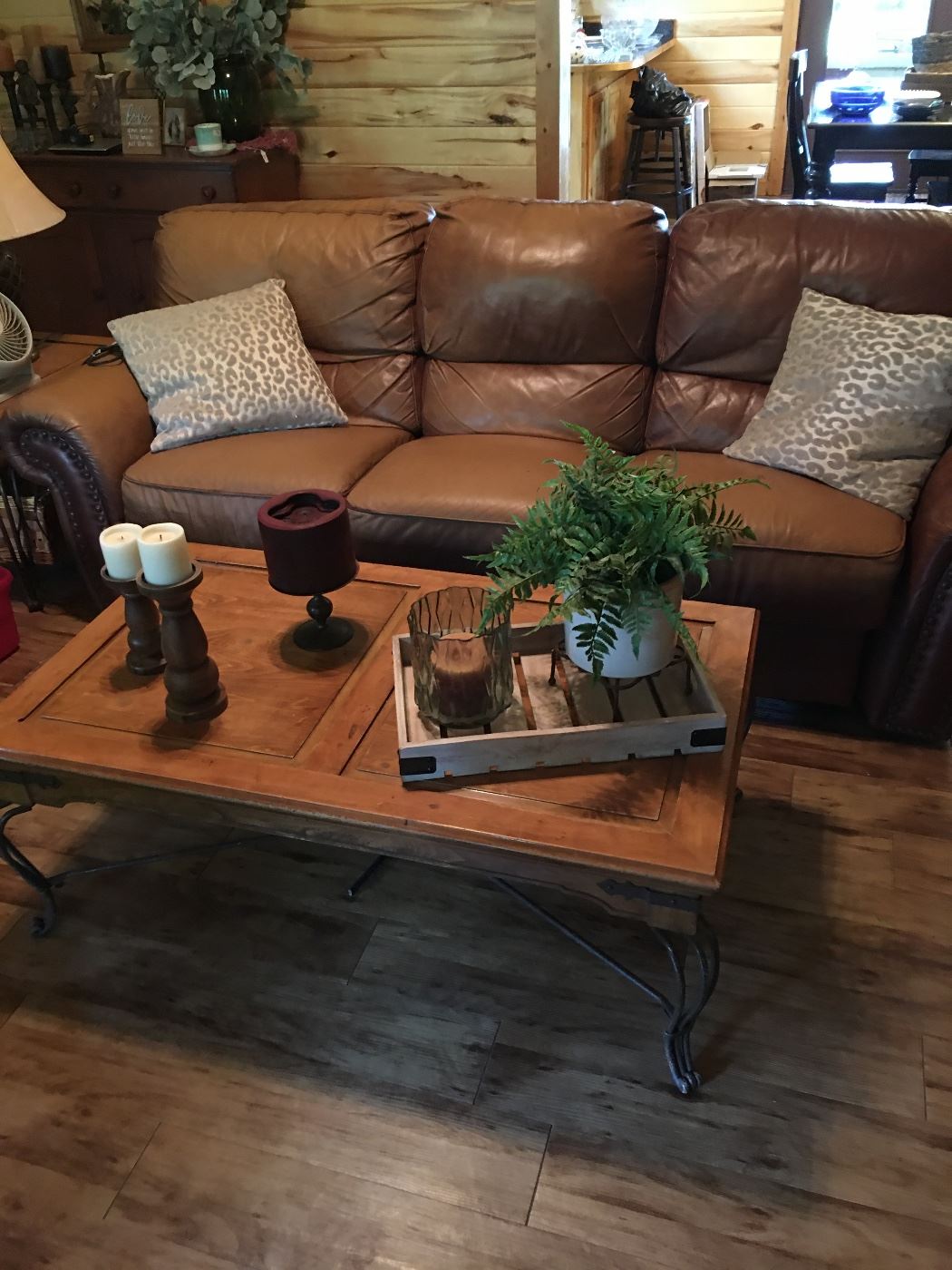 Sofa, coffee table, candles