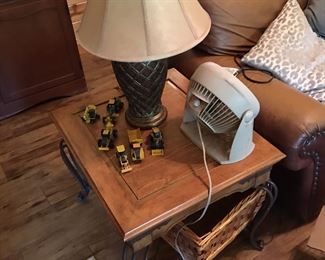 End table, John Deere miniatures
