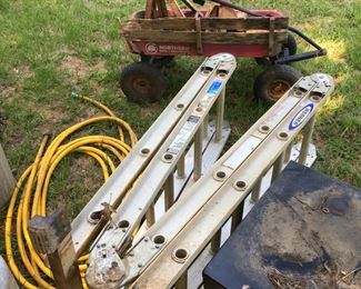 Aluminum ladder, vintage wagon