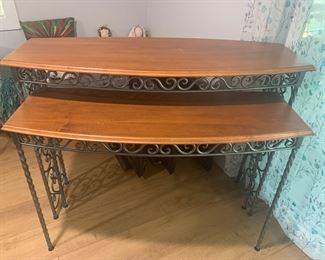 Display fixtures.  3 tables and set
of bookshelves that match. 