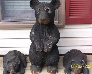 Carved wood bears