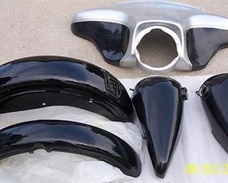Vintage Harley-Davidson Shovelhead ferring and professionally repainted fenders and gas tank