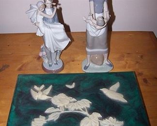 Lladro pieces and Incolay jewelry box