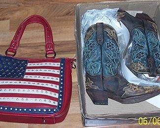 Montana West "flag" purse and new Dan Post lady's boots