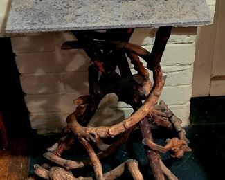 Funky twisted old plant stand...zinc top