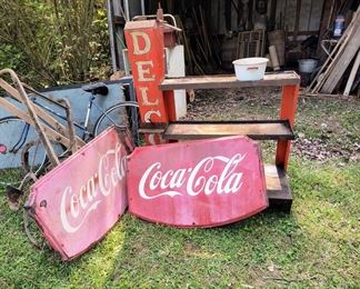 1940s Coke porcelain signs and Delco battery display