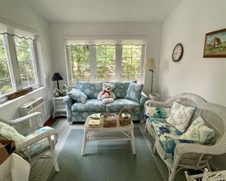 White wicker furniture set.