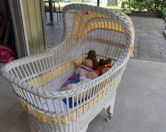 Vintage wicker basinette. Cabbage Patch dolls