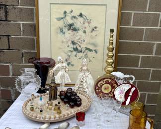 Very Vintage!  Many beautiful unique treasures - small perfume bottles, figurines, flatware, vases - small sampling of vintage inventory.