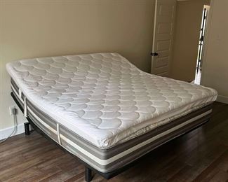 Beauty Rest Mattress, King size, only slept on a few times, always with topper, excellent condition, head and foot raise independently, with remotes