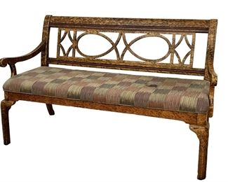 Wooden Bench with Upholstered Cushion